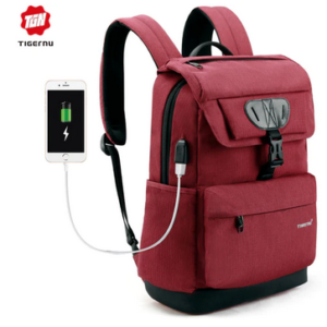 Tigernu Fashion Women Red USB Recharging School Bag