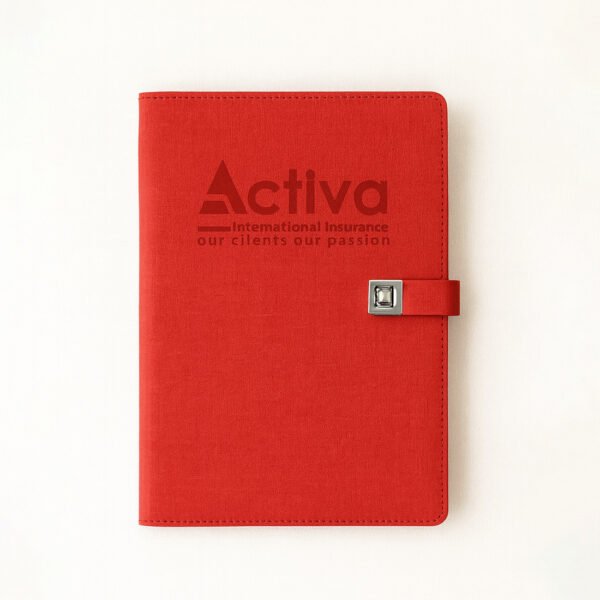 A5 Activa Red Notebook with Lock Strap