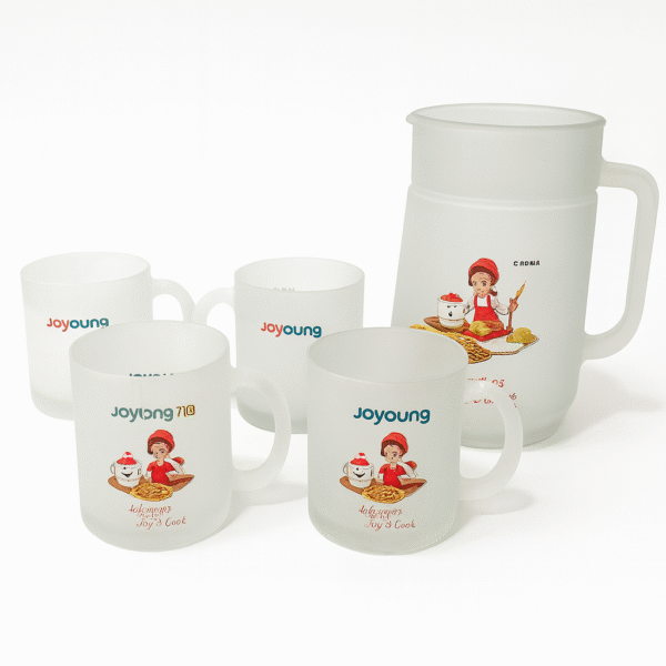 Frosted Glass Jug & Mug Set