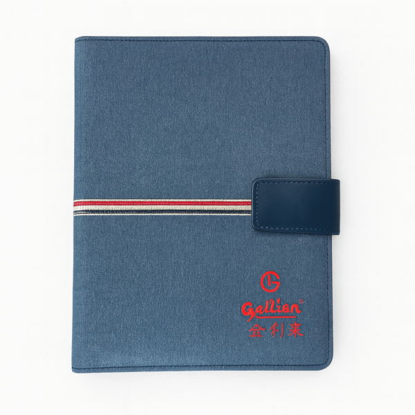 A5 Blue Fabric Notebook with Strap